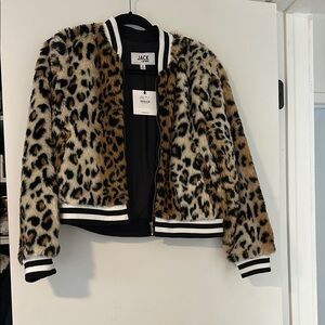 Jack by BB Dakota Leopard Print Faux Fur Jacket (NWT)